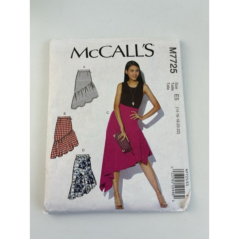 Skirts Size 14-22 Asymmetrical High-Low Flounce Ruffle Uncut Pattern M7725 Midi